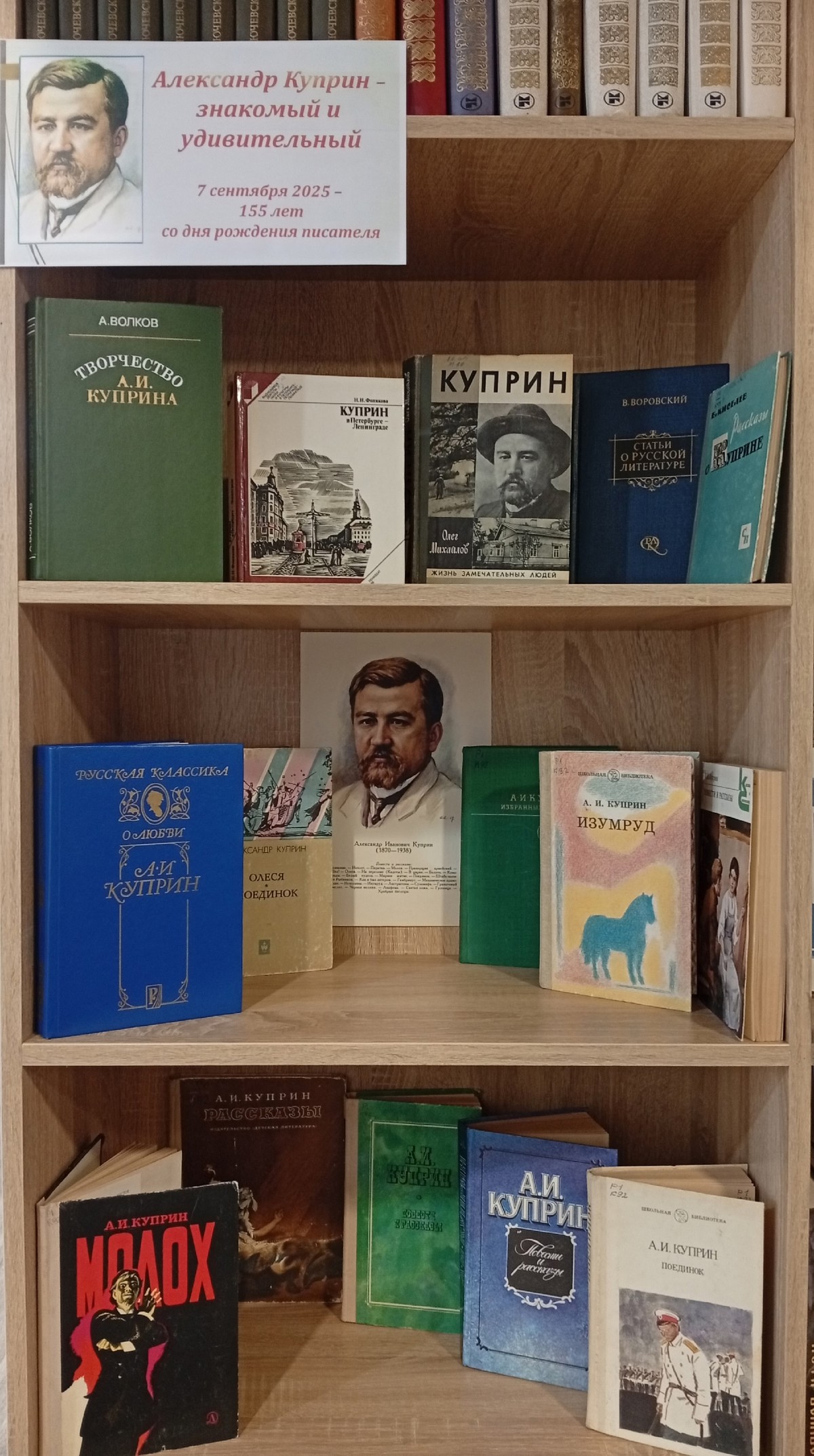 Книжная выставка, посвящённая 155-летию со дня рождения Александра Ивановича Куприна